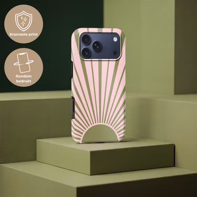 Telefoonhoesje Toughcase - Abstract - Stralen - Grafisch - Roze - Groen — 7