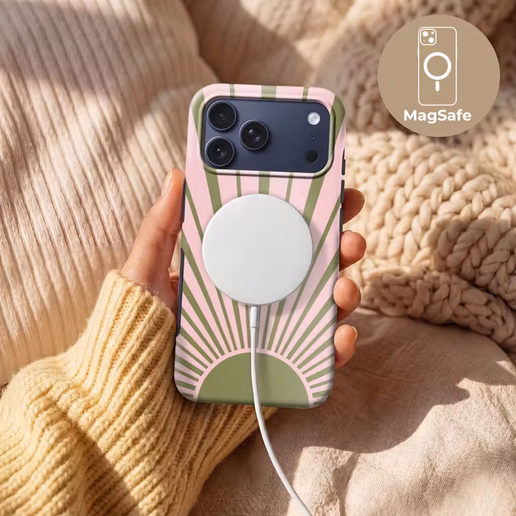 Telefoonhoesje Toughcase - Abstract - Stralen - Grafisch - Roze - Groen — 8