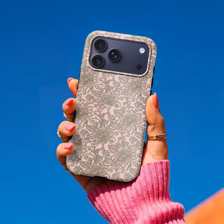 Telefoonhoesje Toughcase - Bloemen - Kant - Patroon - Klassiek - Groen — 2