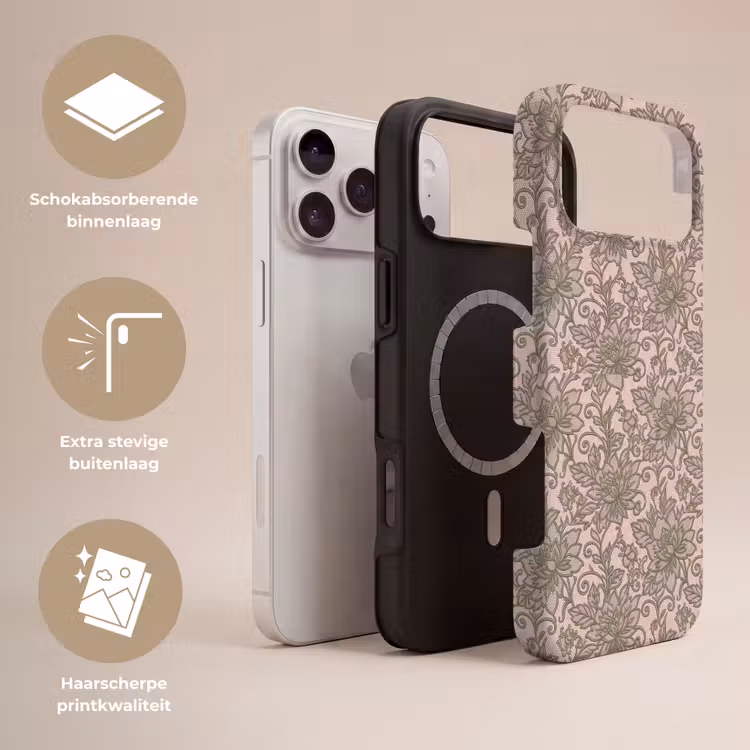 Telefoonhoesje Toughcase - Bloemen - Kant - Patroon - Klassiek - Groen — 3