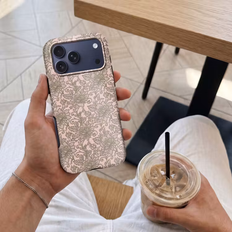 Telefoonhoesje Toughcase - Bloemen - Kant - Patroon - Klassiek - Groen — 4