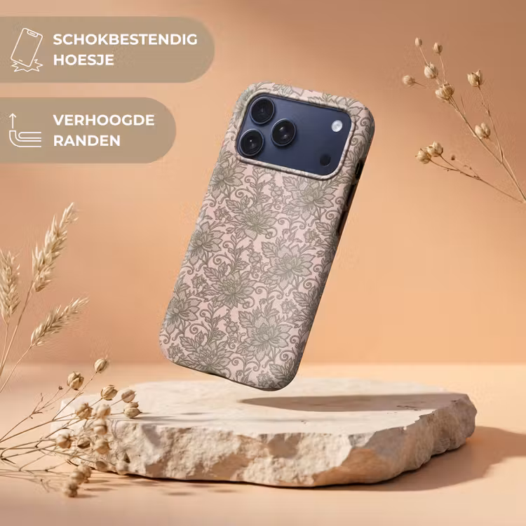 Telefoonhoesje Toughcase - Bloemen - Kant - Patroon - Klassiek - Groen — 5