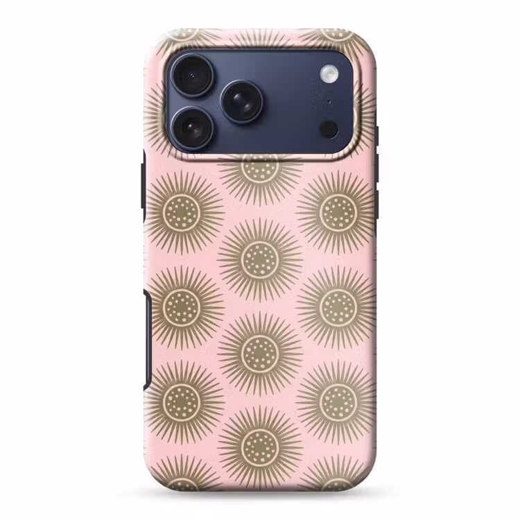 Telefoonhoesje Toughcase - Bloemen - Patroon - Abstract - Roze - Groen — 1