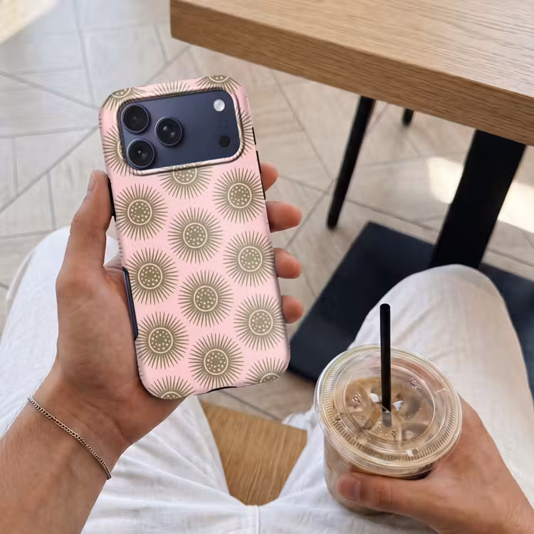 Telefoonhoesje Toughcase - Bloemen - Patroon - Abstract - Roze - Groen — 4