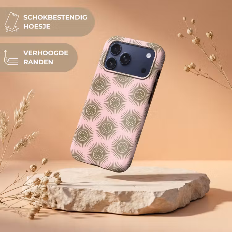 Telefoonhoesje Toughcase - Bloemen - Patroon - Abstract - Roze - Groen — 5