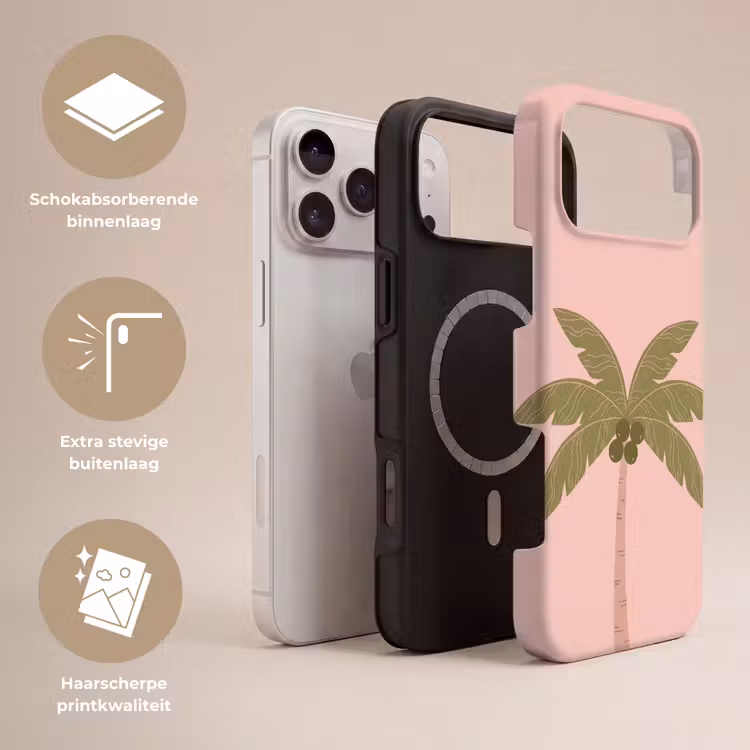 Telefoonhoesje Toughcase - Boom - Palm - Natuur - Illustratie - Roze — 3