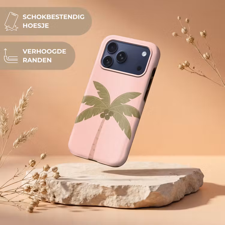 Telefoonhoesje Toughcase - Boom - Palm - Natuur - Illustratie - Roze — 5