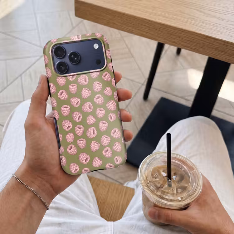 Telefoonhoesje Toughcase - Eten - Patroon - Illustratie - Roze - Groen — 4