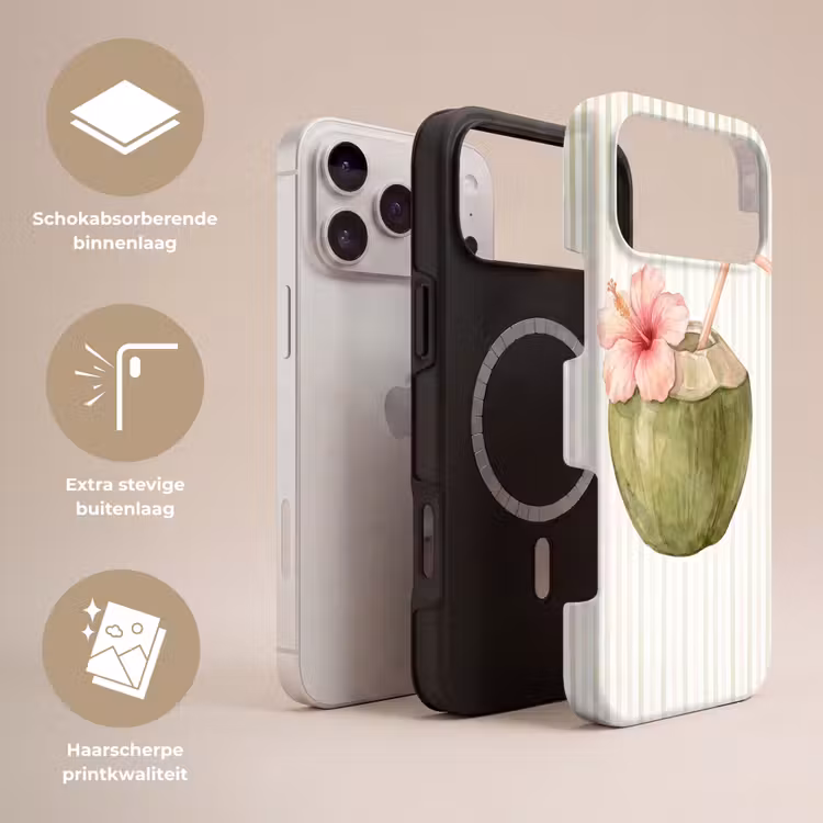 Telefoonhoesje Toughcase - Kokosnoot - Drank - Tropisch - Illustratie - Zomer — 3