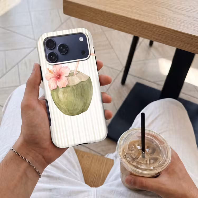Telefoonhoesje Toughcase - Kokosnoot - Drank - Tropisch - Illustratie - Zomer — 4