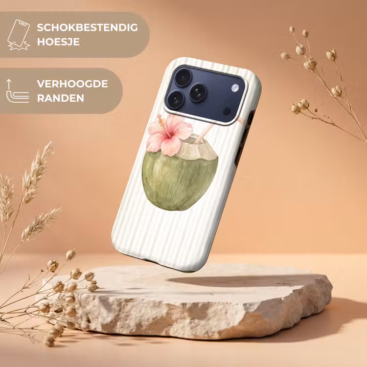 Telefoonhoesje Toughcase - Kokosnoot - Drank - Tropisch - Illustratie - Zomer — 5
