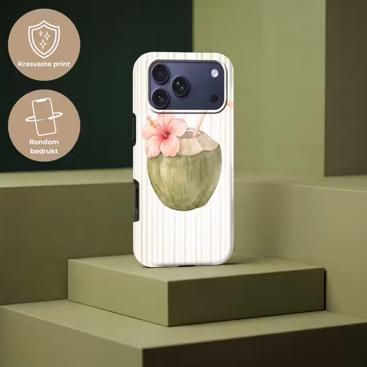 Telefoonhoesje Toughcase - Kokosnoot - Drank - Tropisch - Illustratie - Zomer — 7
