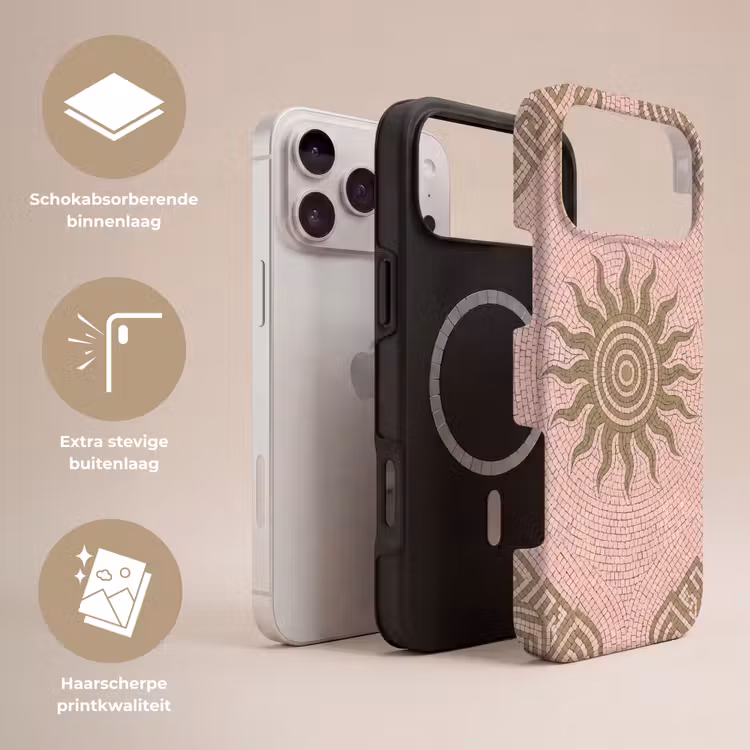 Telefoonhoesje Toughcase - Mozaïek - Zon - Patroon - Klassiek - Roze — 3