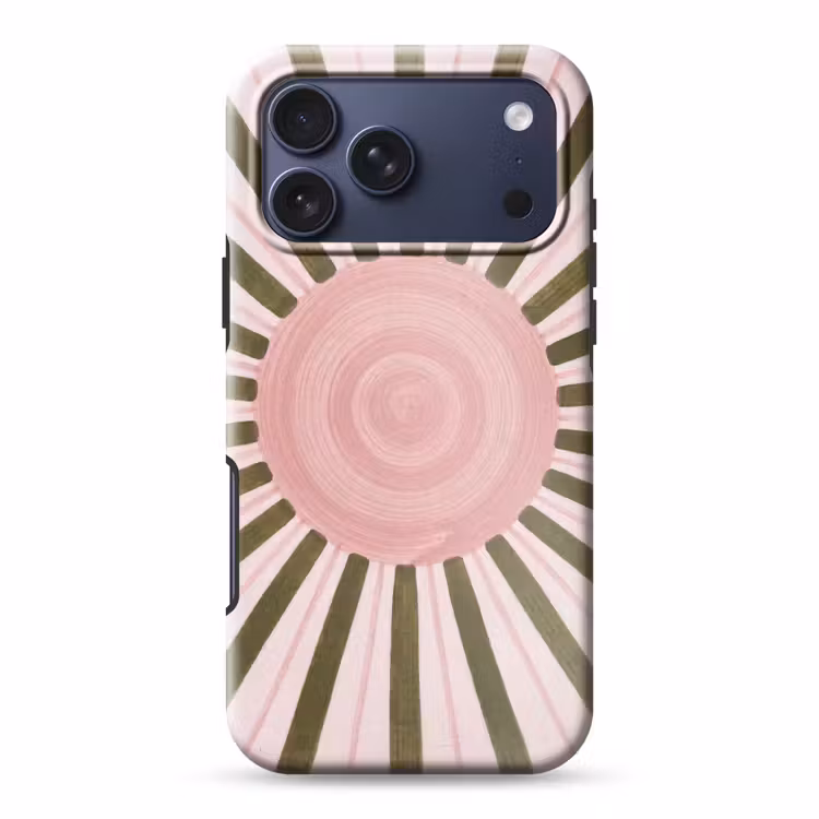 Telefoonhoesje Toughcase - Patroon - Cirkel - Stralen - Abstract - Roze — 1