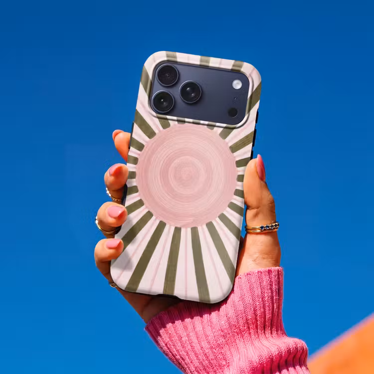 Telefoonhoesje Toughcase - Patroon - Cirkel - Stralen - Abstract - Roze — 2
