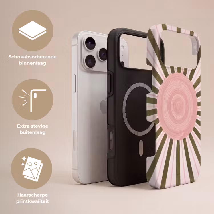 Telefoonhoesje Toughcase - Patroon - Cirkel - Stralen - Abstract - Roze — 3