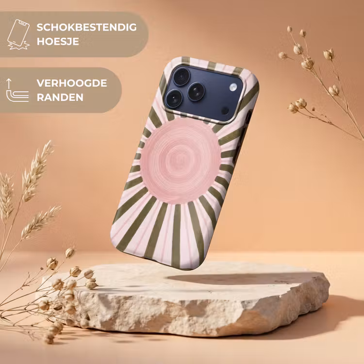 Telefoonhoesje Toughcase - Patroon - Cirkel - Stralen - Abstract - Roze — 5