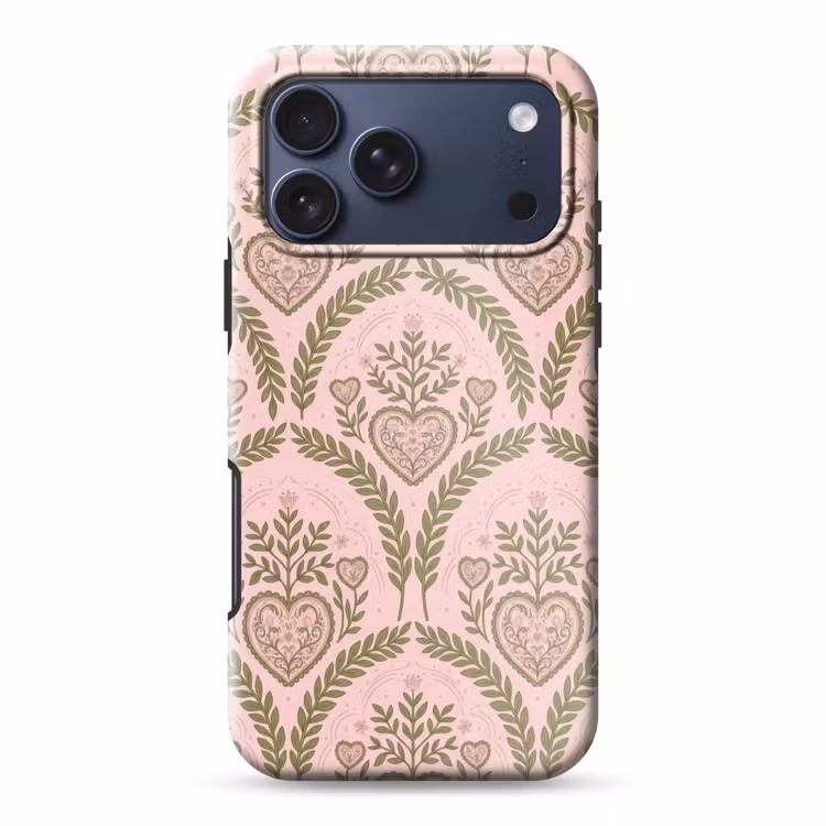 Telefoonhoesje Toughcase - Patroon - Hart - Bloemen - Folkloristisch - Roze — 1