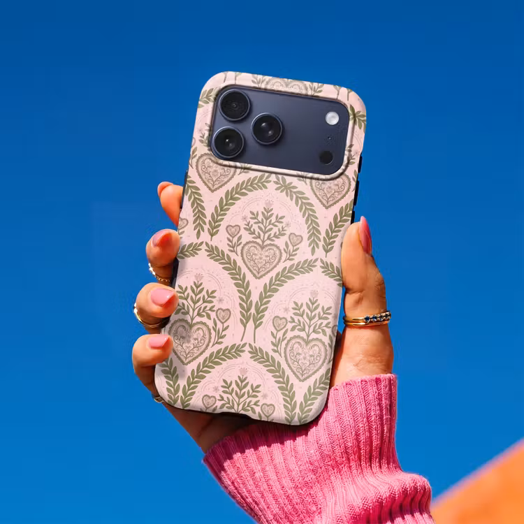 Telefoonhoesje Toughcase - Patroon - Hart - Bloemen - Folkloristisch - Roze — 2
