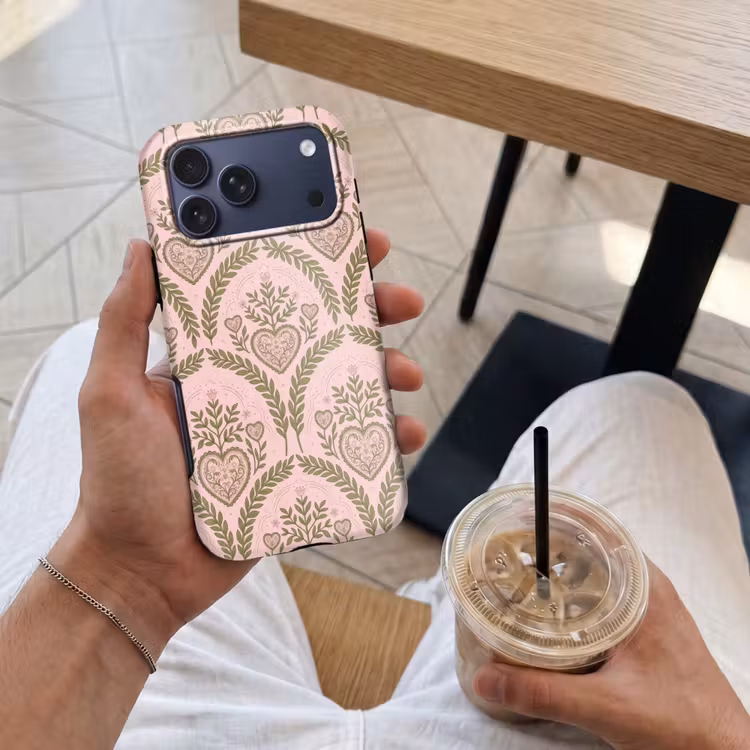 Telefoonhoesje Toughcase - Patroon - Hart - Bloemen - Folkloristisch - Roze — 4