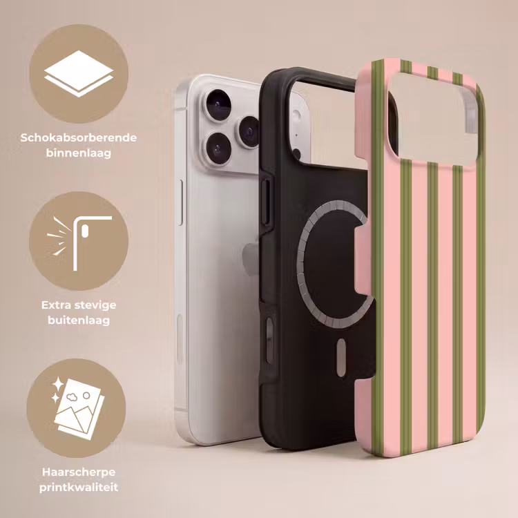 Telefoonhoesje Toughcase - Patroon - Strepen - Abstract - Roze - Groen — 3
