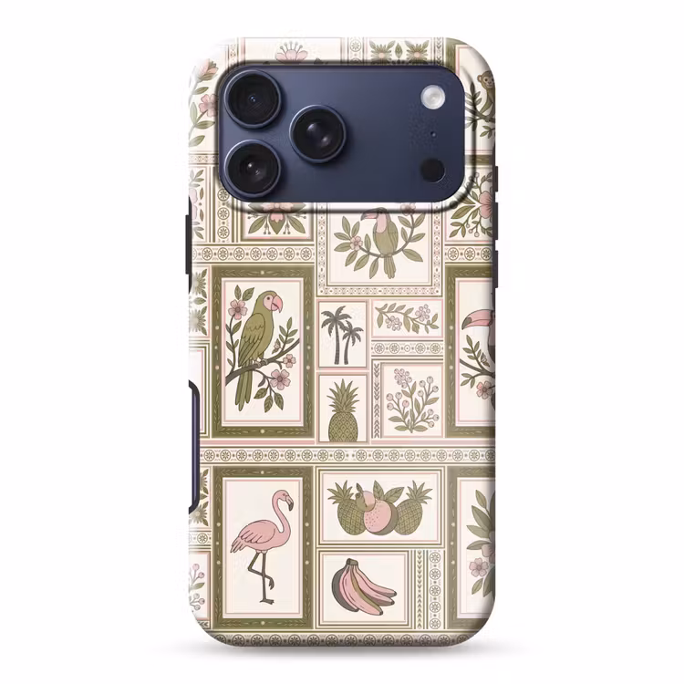 Telefoonhoesje Toughcase - Vogel - Tropisch - Patroon - Decoratief - Groen — 1
