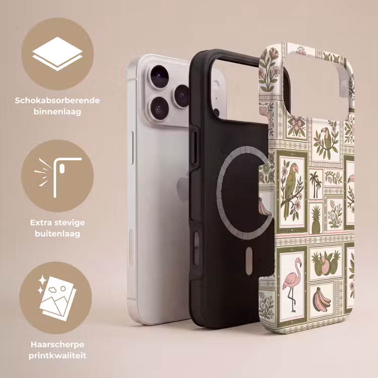 Telefoonhoesje Toughcase - Vogel - Tropisch - Patroon - Decoratief - Groen — 3