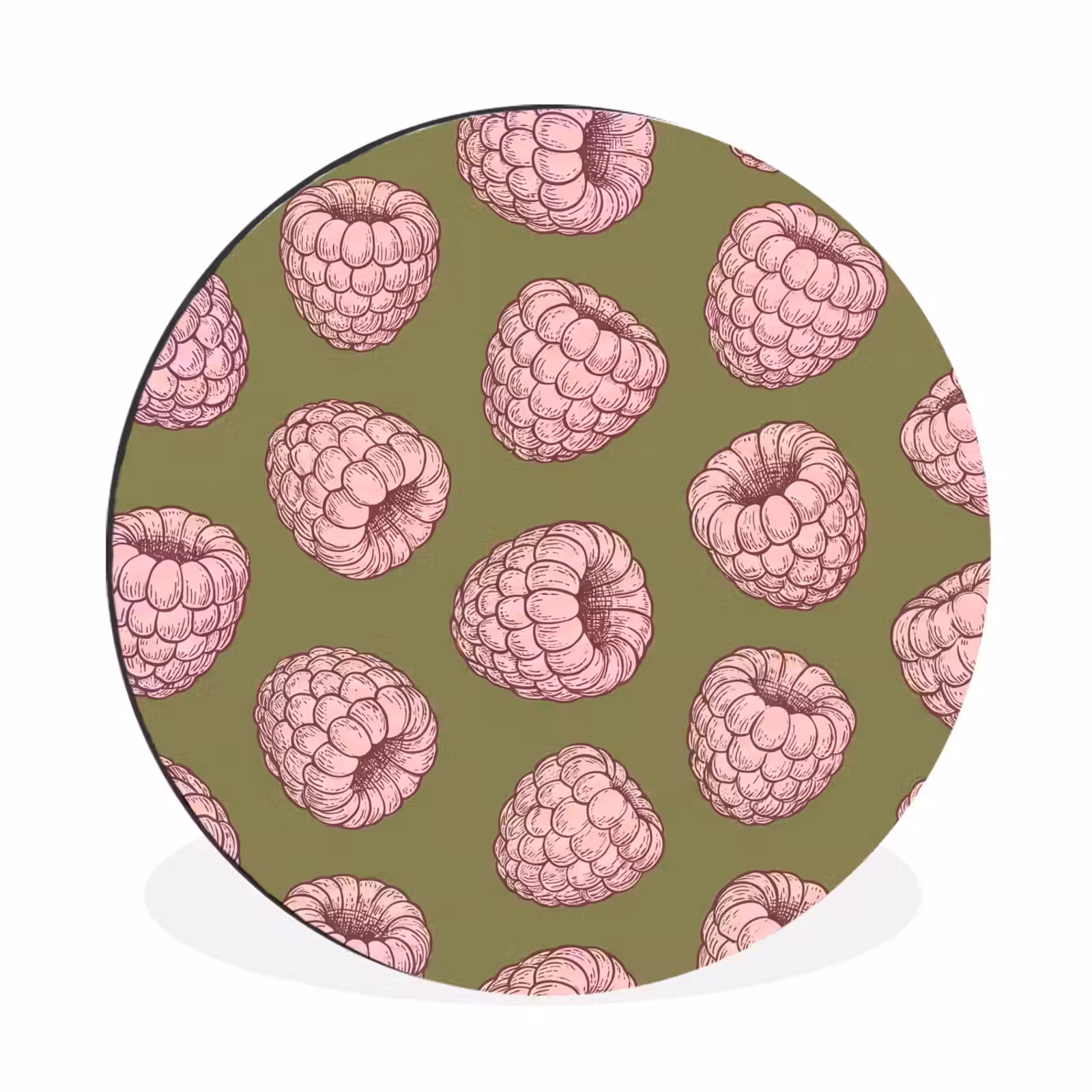 Wandcirkel - Aluminium - Eten - Patroon - Illustratie - Roze - Groen — 1