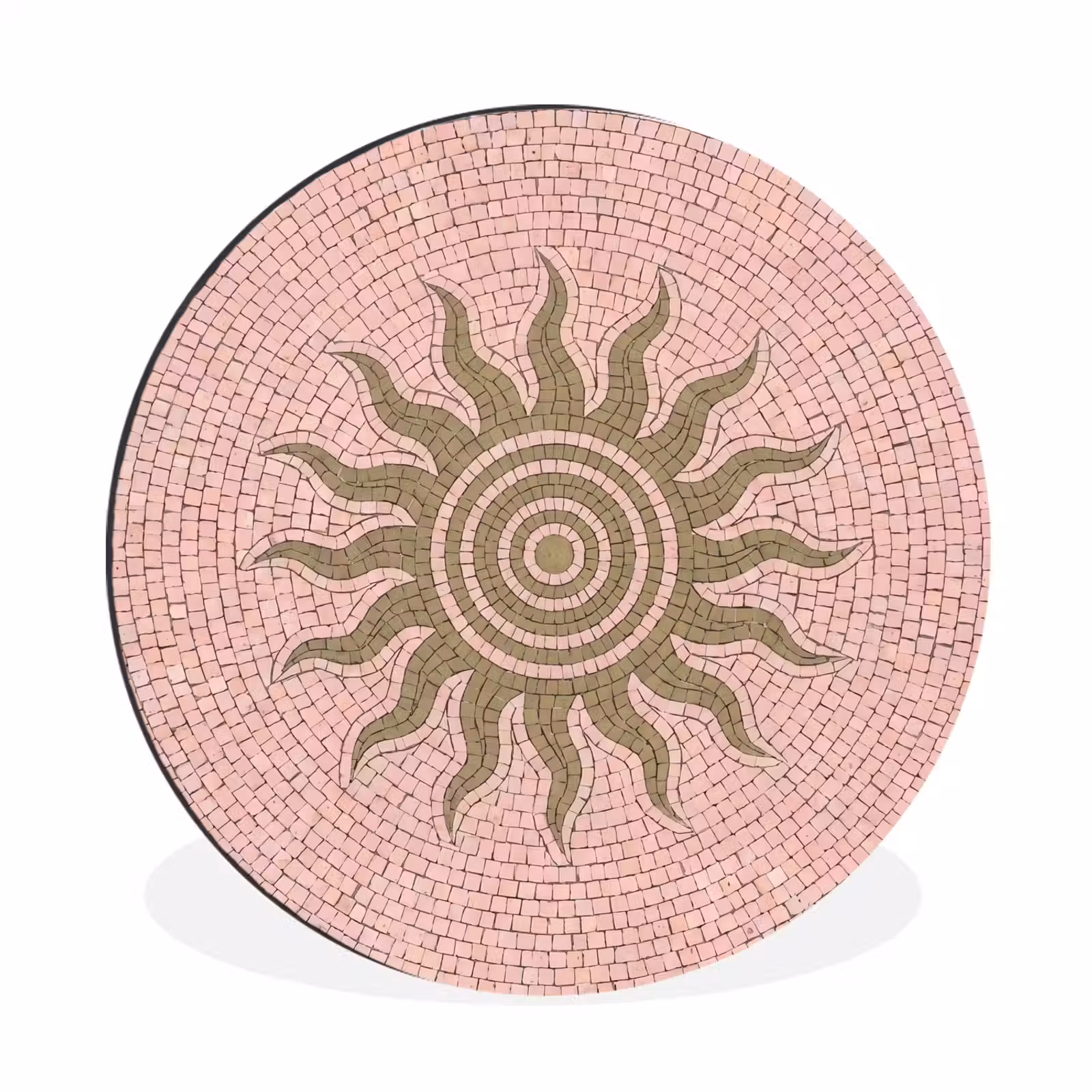 Wandcirkel - Aluminium - Mozaïek - Zon - Patroon - Klassiek - Roze — 1