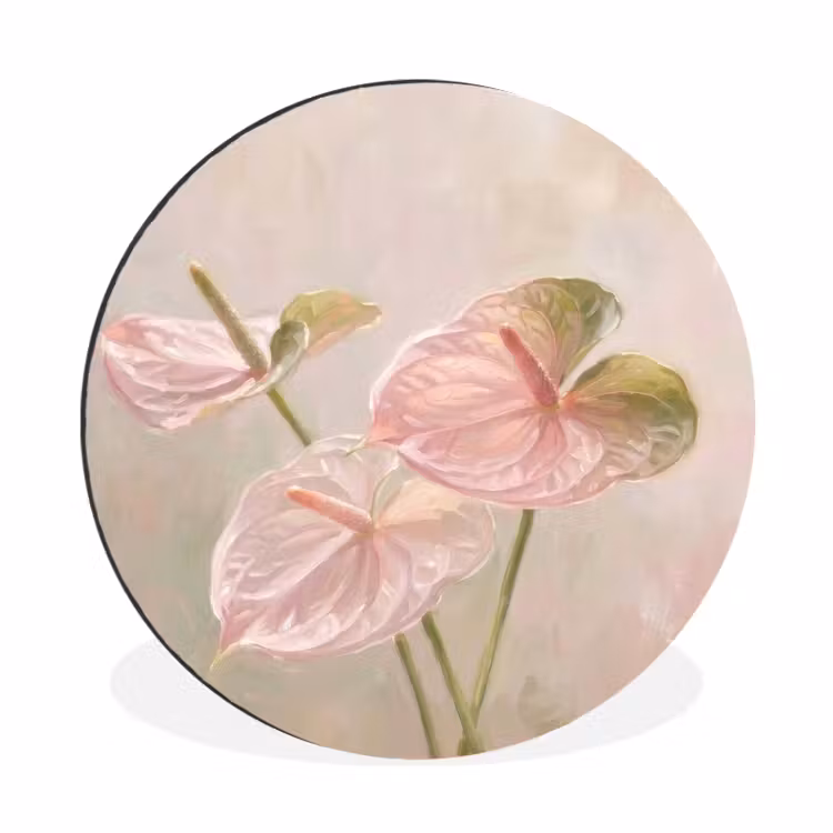 Wandcirkel - Aluminium - Bloemen - Pastel - Abstract - Natuur - Groen — 1