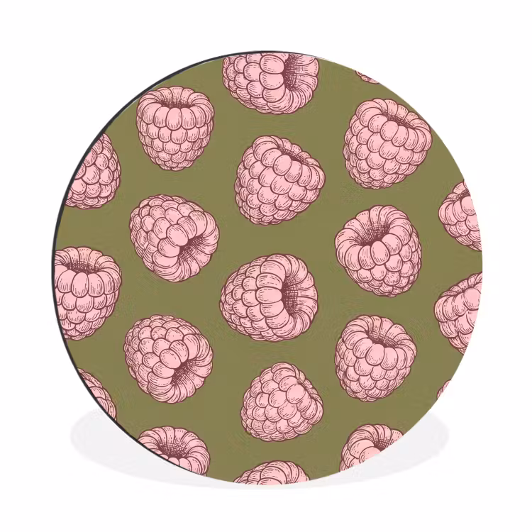 Wandcirkel - Aluminium - Eten - Patroon - Illustratie - Roze - Groen — 1