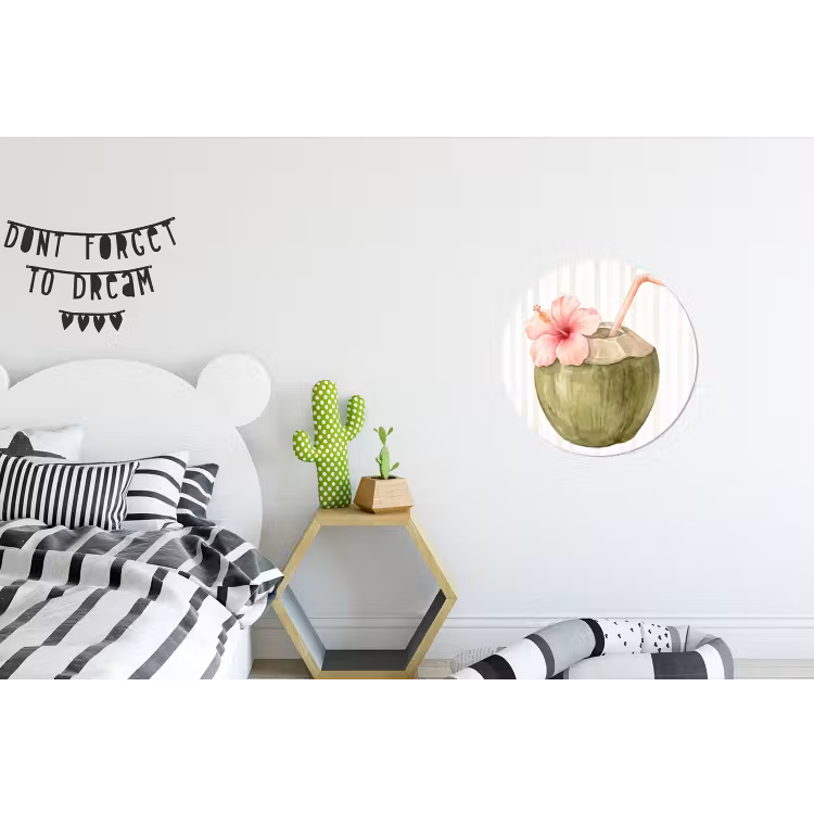 Wandcirkel - Aluminium - Kokosnoot - Drank - Tropisch - Illustratie - Zomer — 5
