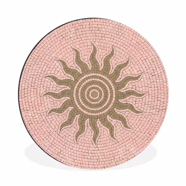 Wandcirkel - Aluminium - Mozaïek - Zon - Patroon - Klassiek - Roze — 1