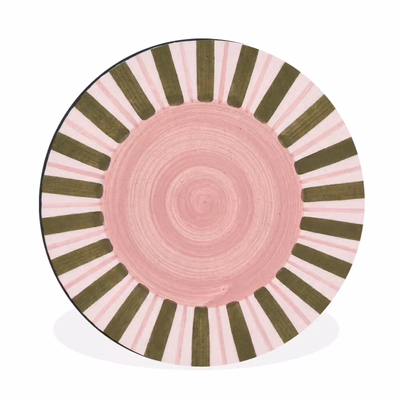 Wandcirkel - Aluminium - Patroon - Cirkel - Stralen - Abstract - Roze — 1
