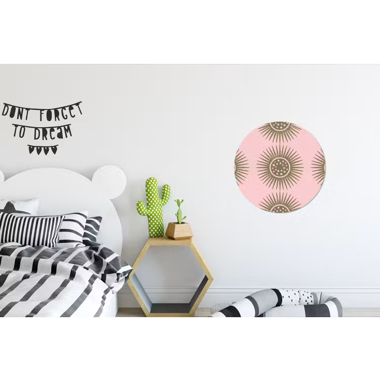 Wandcirkel - Aluminium - Bloemen - Patroon - Abstract - Roze - Groen — 5