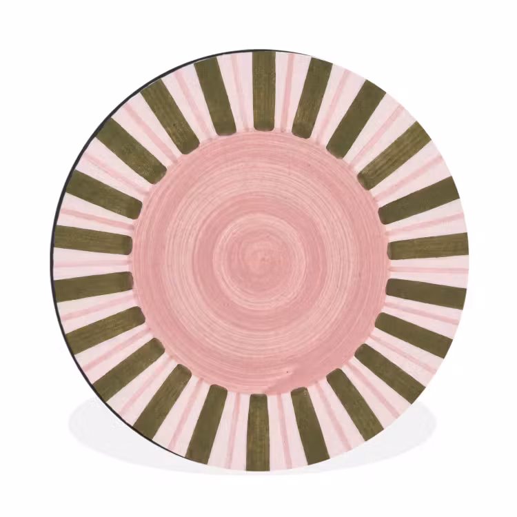 Wandcirkel - Aluminium - Patroon - Cirkel - Stralen - Abstract - Roze — 1