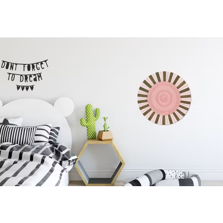 Wandcirkel - Aluminium - Patroon - Cirkel - Stralen - Abstract - Roze — 5
