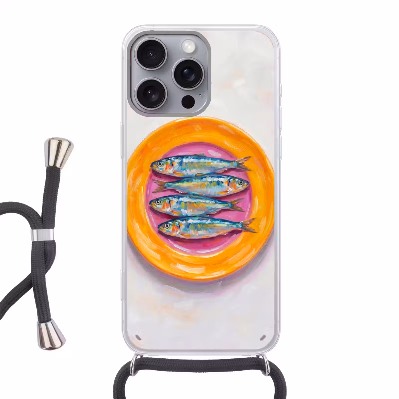 Telefoonhoesje met koord - Vis - Vier - Eten - Modern - Kleurrijk — 1