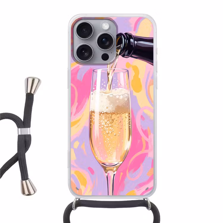 Telefoonhoesje met koord - Drank - Inschenken - Feest - Abstract - Roze — 1