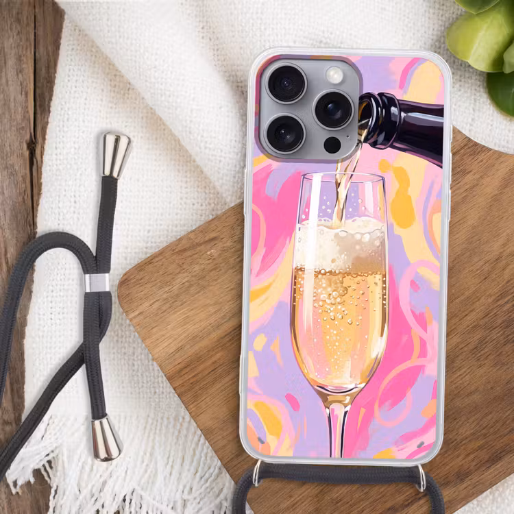 Telefoonhoesje met koord - Drank - Inschenken - Feest - Abstract - Roze — 3