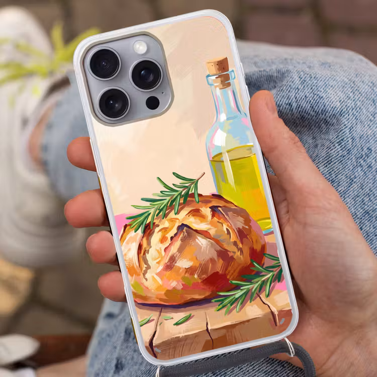 Telefoonhoesje met koord - Eten - Brood - Olijfolie - Abstract - Keuken — 2