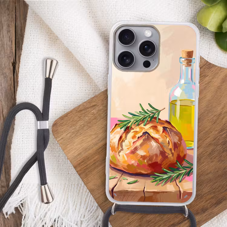 Telefoonhoesje met koord - Eten - Brood - Olijfolie - Abstract - Keuken — 3