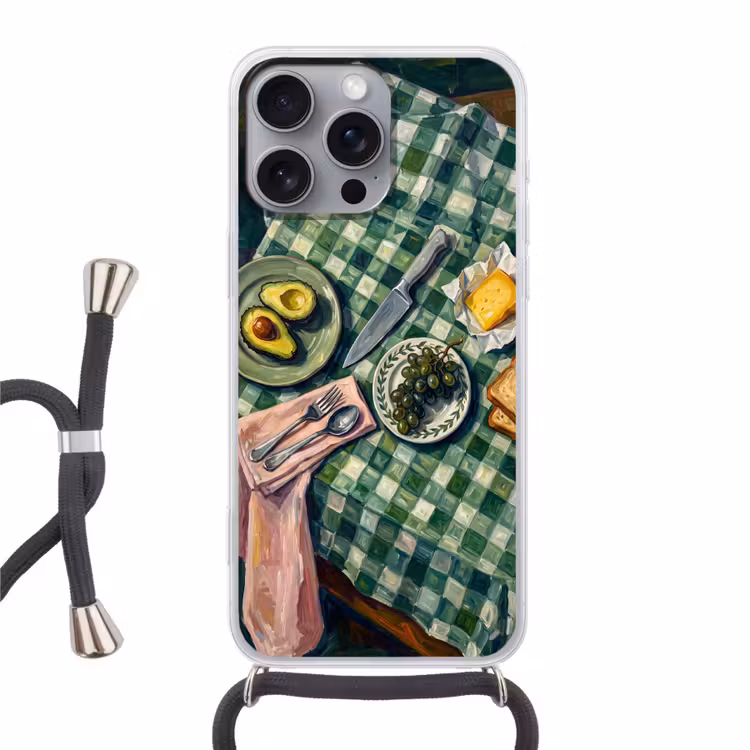 Telefoonhoesje met koord - Eten - Ontbijt - Tafel - Modern - Groen — 1