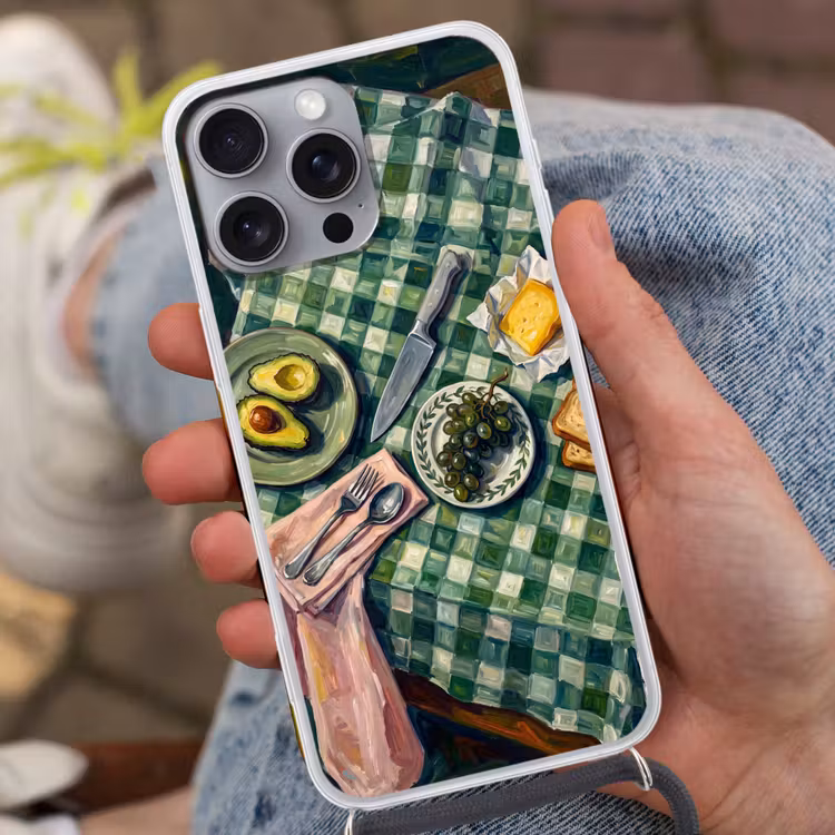 Telefoonhoesje met koord - Eten - Ontbijt - Tafel - Modern - Groen — 2