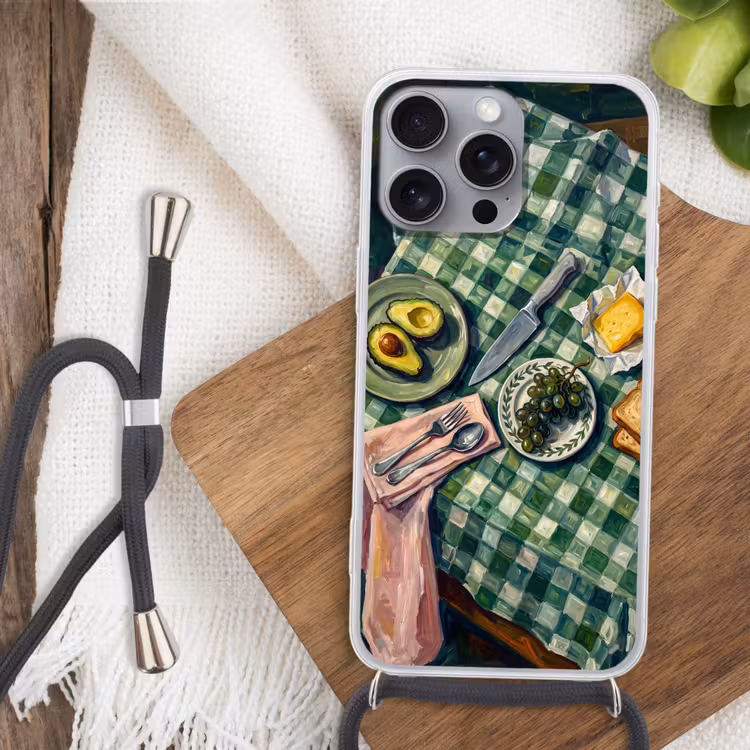 Telefoonhoesje met koord - Eten - Ontbijt - Tafel - Modern - Groen — 3