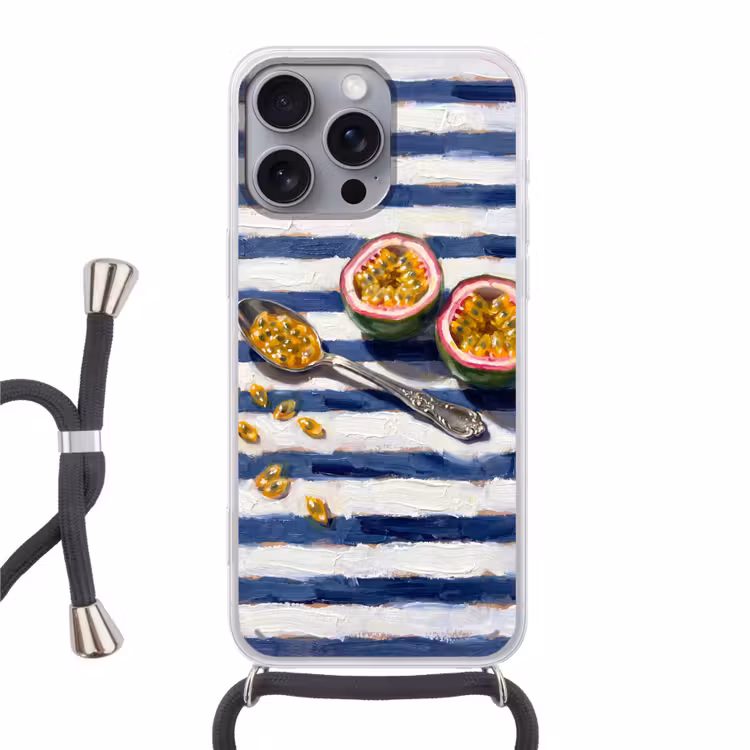 Telefoonhoesje met koord - Eten - Passievrucht - Tropisch - Modern - Kleurrijk — 1