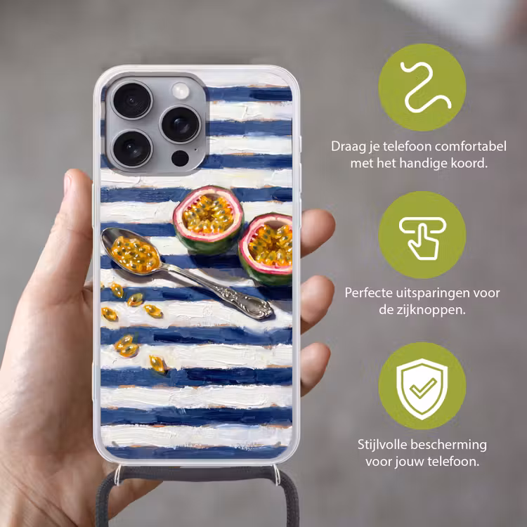 Telefoonhoesje met koord - Eten - Passievrucht - Tropisch - Modern - Kleurrijk — 4