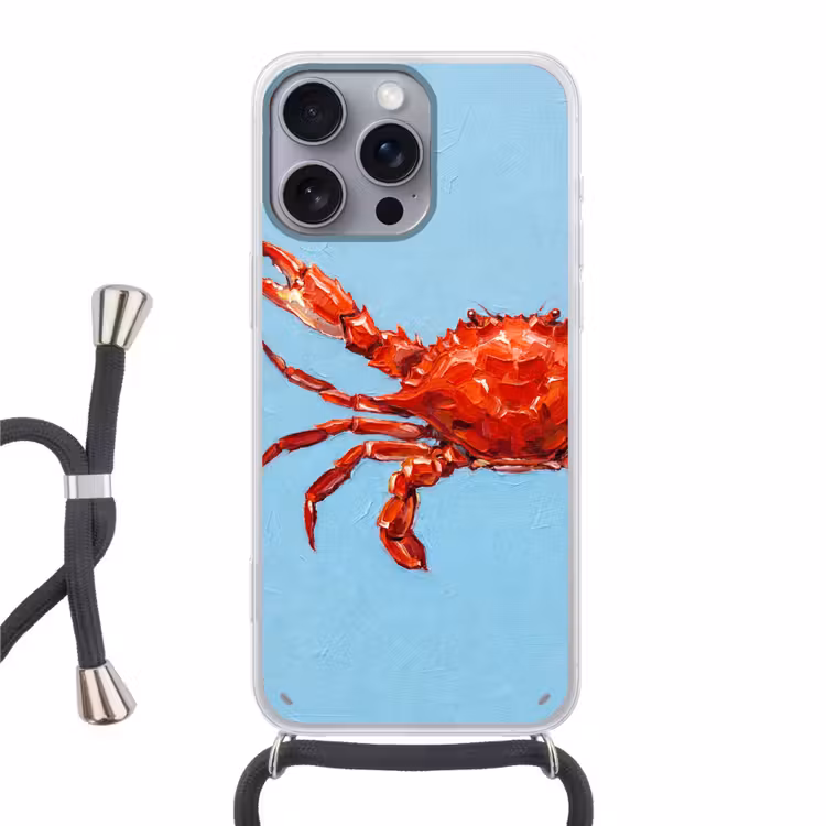 Telefoonhoesje met koord - Krab - Zee - Dieren - Abstract - Rood — 1