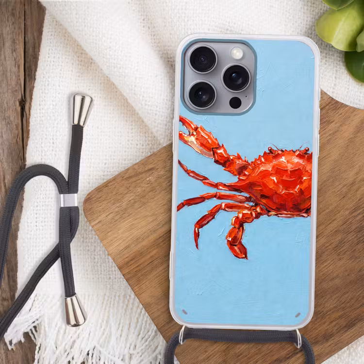 Telefoonhoesje met koord - Krab - Zee - Dieren - Abstract - Rood — 3