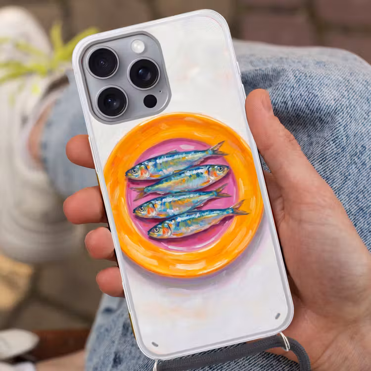 Telefoonhoesje met koord - Vis - Vier - Eten - Modern - Kleurrijk — 2